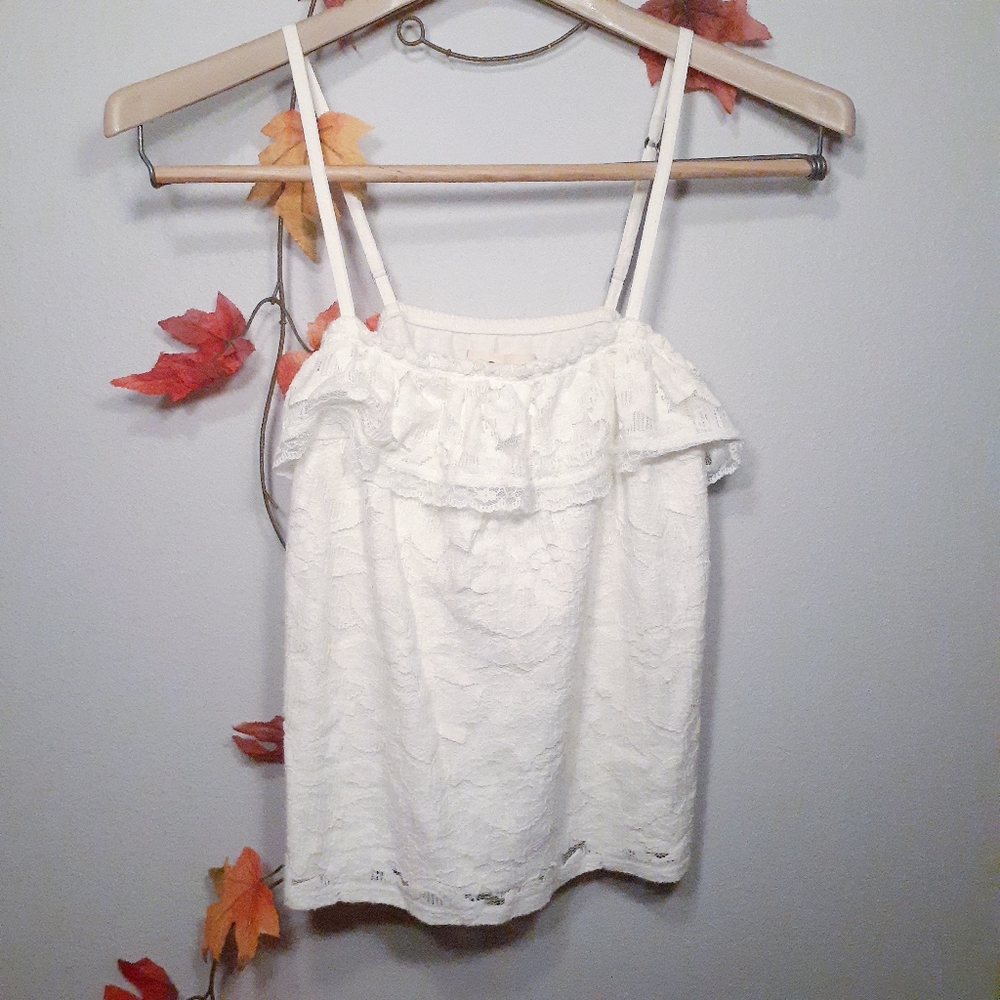 Hollister white lace tank/crop top